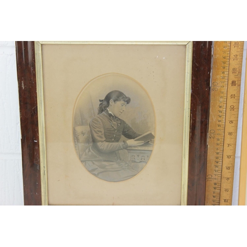 476 - Mixed lady lot to include an Edwardian watercolour, Victorian portrait photo and an Art Deco style w... 