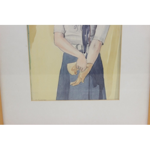 476 - Mixed lady lot to include an Edwardian watercolour, Victorian portrait photo and an Art Deco style w... 