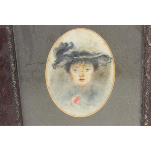 476 - Mixed lady lot to include an Edwardian watercolour, Victorian portrait photo and an Art Deco style w... 