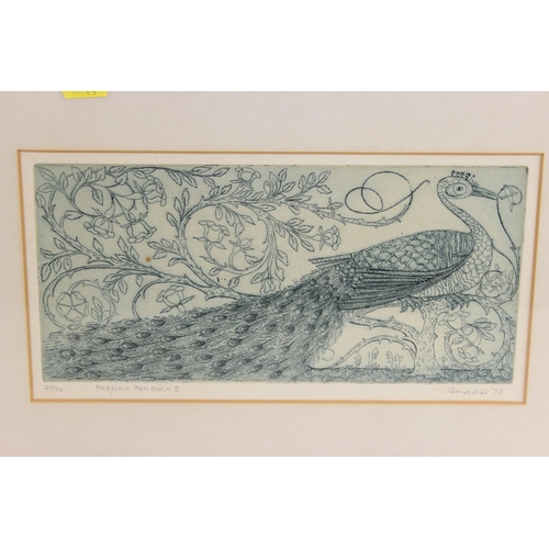 477 - Dorothy Bordass A.R.E (1905-1992). Limited edition engraving 20/25 titled Persian Peacock ll, signed... 