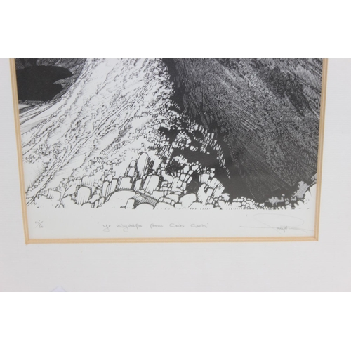 478 - Limited edition engraving of Crib Goch, numbered 45/50 and indistinctly signed, Al Abbar Dubai galle... 