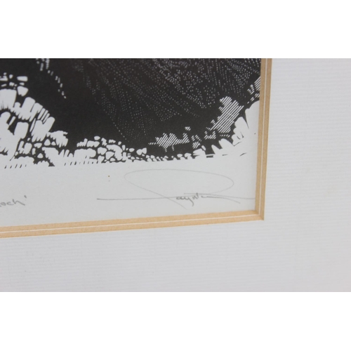 478 - Limited edition engraving of Crib Goch, numbered 45/50 and indistinctly signed, Al Abbar Dubai galle... 