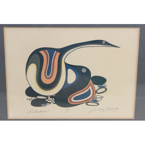 479 - An interesting screenprint titled 'Protection' bearing the signature of Indigenous Canadian artist J... 