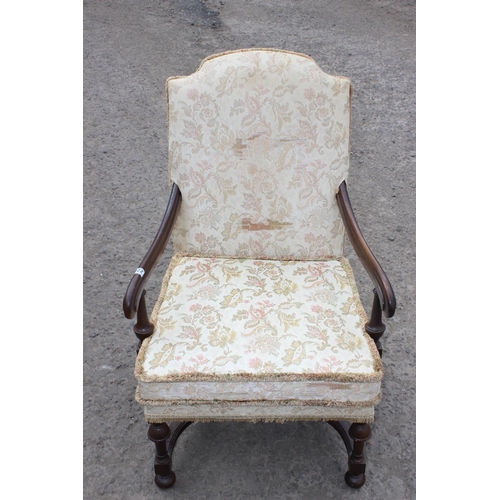 122 - Georgian style upholstered open armchair