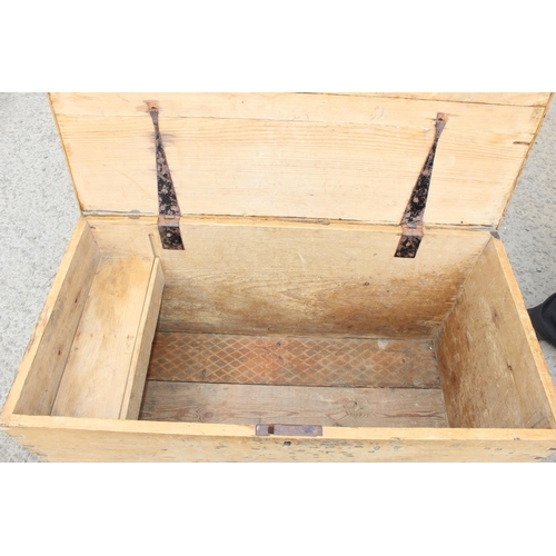 124 - Antique pine chest or trunk, likely 19th century