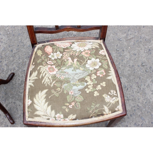 127 - An antique style wine table and an Art Nouveau bedroom chair