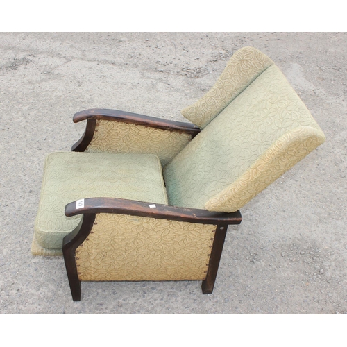 129 - Art Deco period reclining armchair