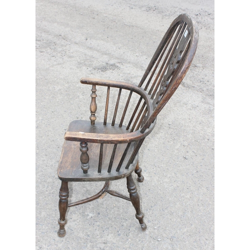 132 - Antique farmhouse Windsor armchair with hoop back