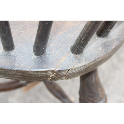 132 - Antique farmhouse Windsor armchair with hoop back