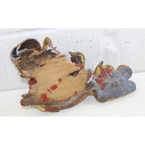 283 - Antique gilt limewood carving of a bird amongst foliage, likely 19th century