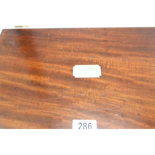 286 - Antique Mahogany jewellery box with brass inlay