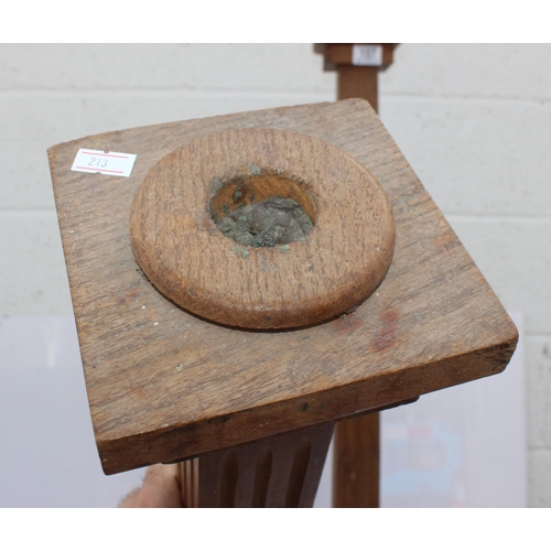 157 - Pair of extremely large wooden floor standing column candlesticks