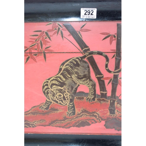 292 - Japanese lacquered tray with tiger design