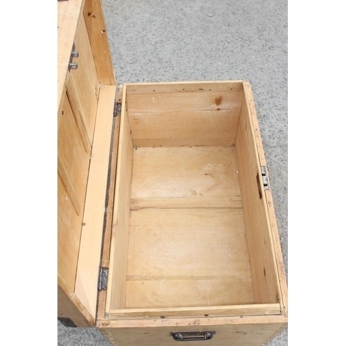 125 - Antique pine box with metal bound corners