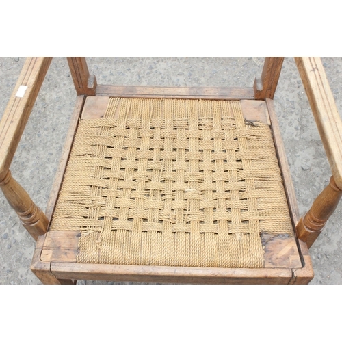 128 - Georgian type armchair with rush seat