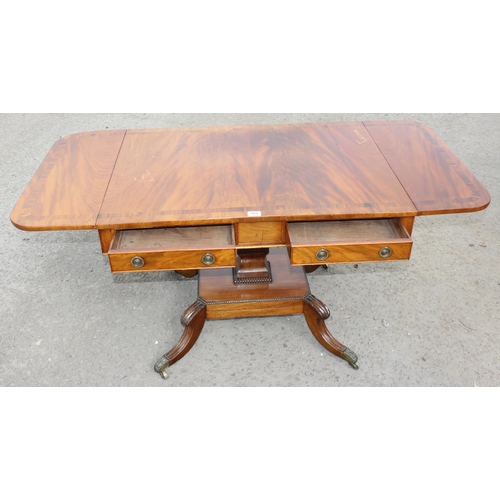 162 - Yew wood 2 drawer side table on pedestal legs