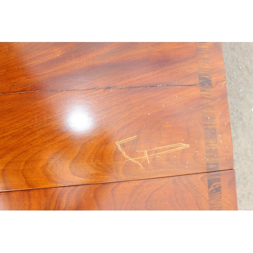 162 - Yew wood 2 drawer side table on pedestal legs