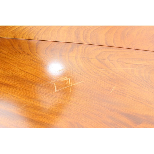 162 - Yew wood 2 drawer side table on pedestal legs