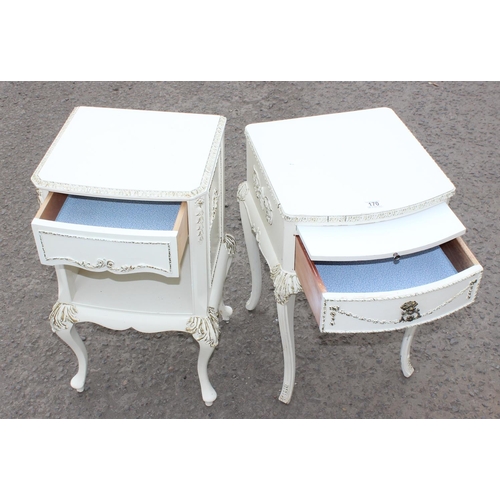170 - 2 white bedside cabinets with gold details
