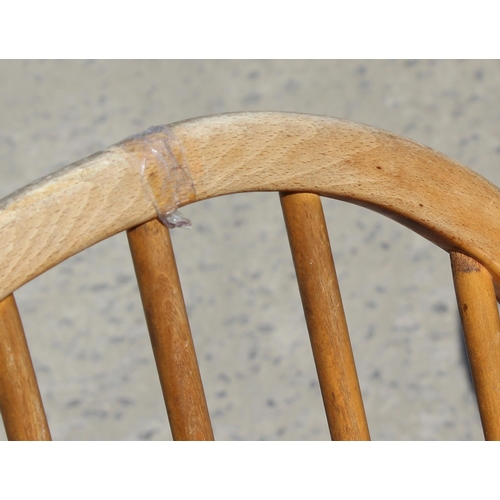 176 - A set of 4 early Ercol hoop back chars, 2 dining & 2 carver, unusual printed label and stamped 290