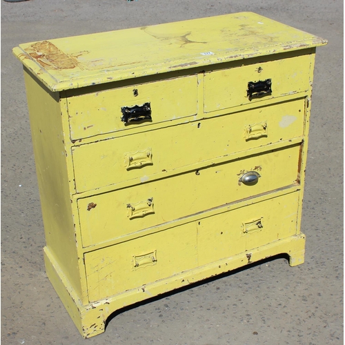 177 - A Victorian yellow painted pine chest of drawers