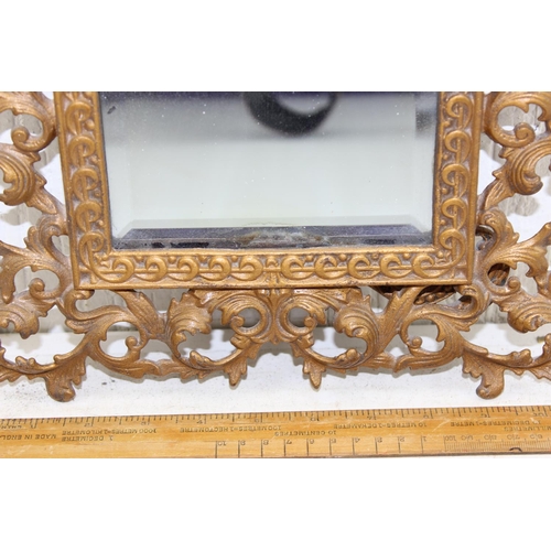 459 - Antique gilt metal rococo style table mirror