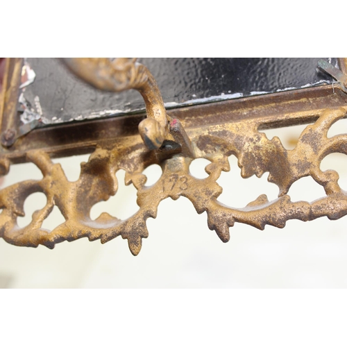 459 - Antique gilt metal rococo style table mirror