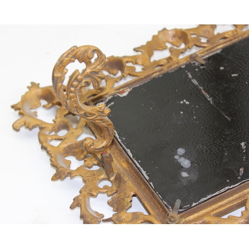 459 - Antique gilt metal rococo style table mirror
