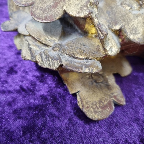 283 - Antique gilt limewood carving of a bird amongst foliage, likely 19th century