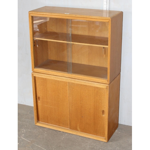 42A - Vintage light oak bookcase and glazed bookcase