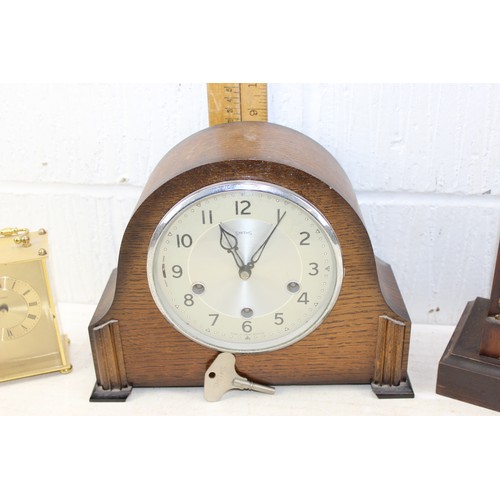 1431A - 3 assorted clocks, one Smiths with key