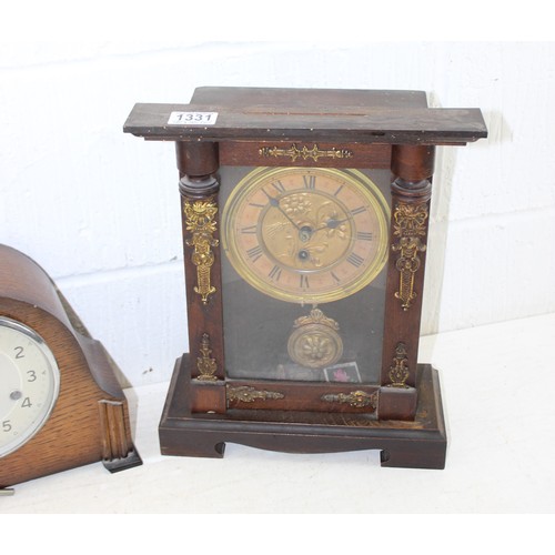 1431A - 3 assorted clocks, one Smiths with key