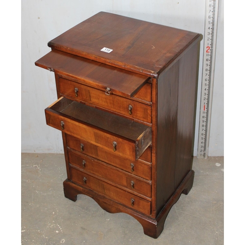 118 - A small antique 7 drawer collectors chest with wooden slide