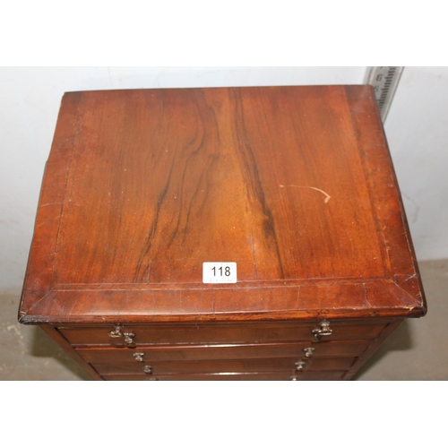 118 - A small antique 7 drawer collectors chest with wooden slide