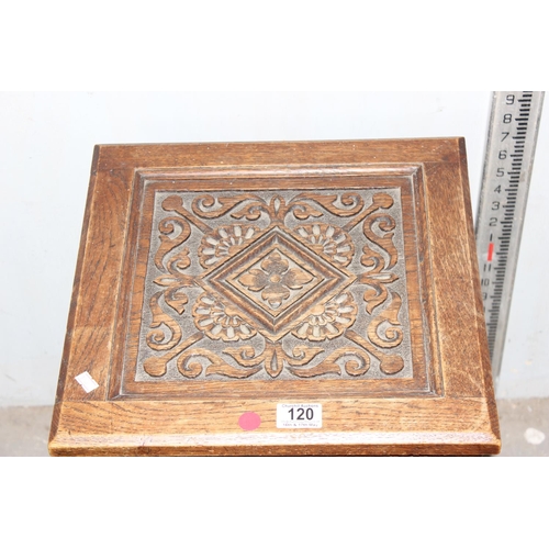 120 - Decorative carved oak coal box