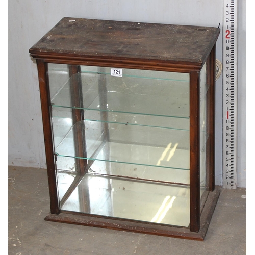 121 - Antique glazed display cabinet, ideal for antique fairs