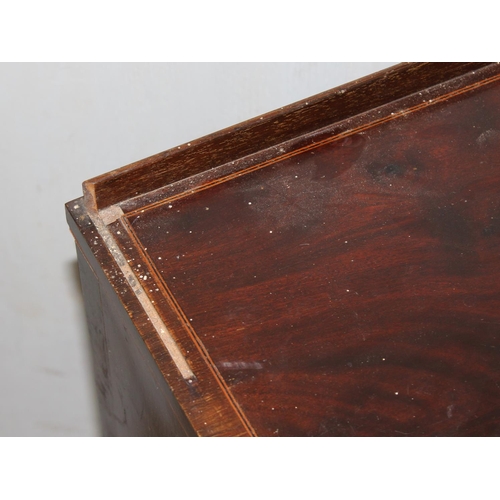 122 - An antique mahogany pot cupboard with crossbanded inlay