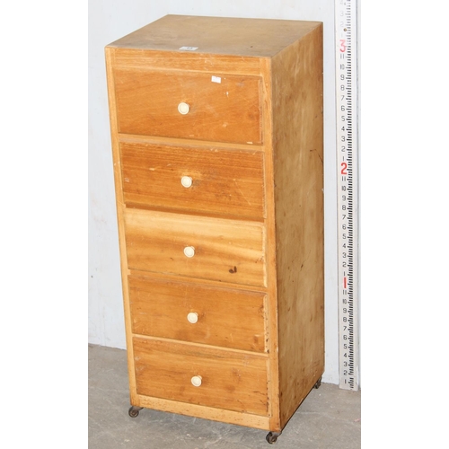 13 - 5 drawer lightwood chest of drawers