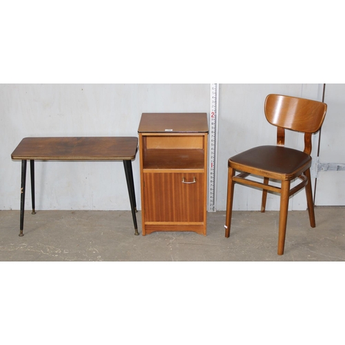 14 - Vintage coffee table, retro bedside cabinet and a retro chair (3)