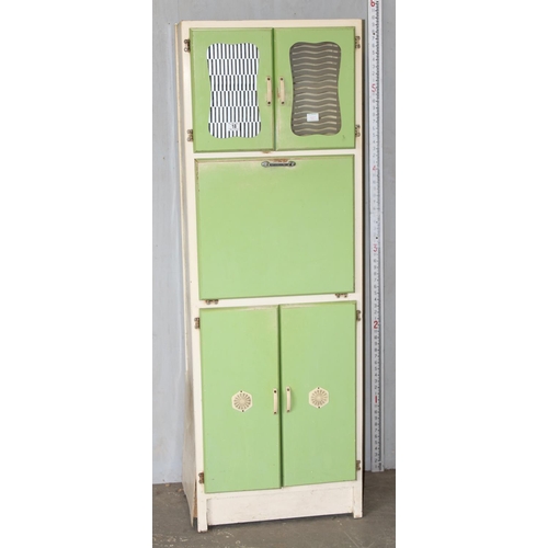 18 - A vintage 1950's kitchen larder cabinet with green painted details