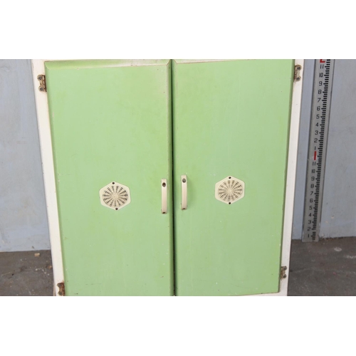 18 - A vintage 1950's kitchen larder cabinet with green painted details