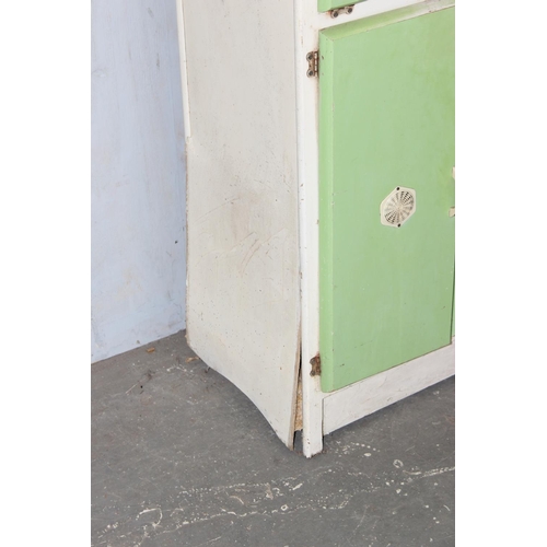 18 - A vintage 1950's kitchen larder cabinet with green painted details