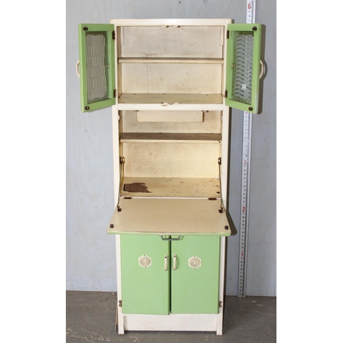 18 - A vintage 1950's kitchen larder cabinet with green painted details