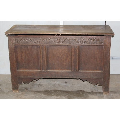 24 - 18th century carved Oak coffer