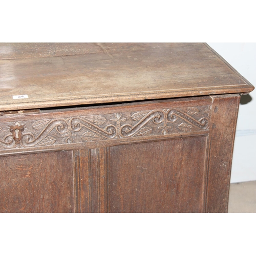 24 - 18th century carved Oak coffer