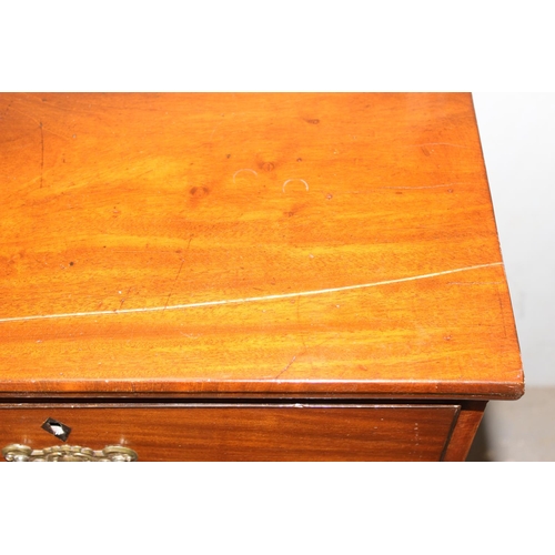 37 - Antique mahogany 2 over 3 chest of drawers with brass fittings