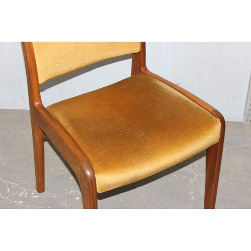 4 - A set of 4 retro G-Plan teak dining chairs with mustard coloured upholstery