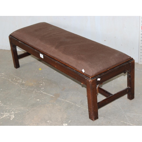 44 - Long vintage low footstool with upholstered top