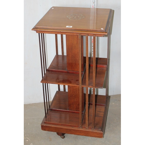 48 - Edwardian revolving bookcase with Sheraton type inlay