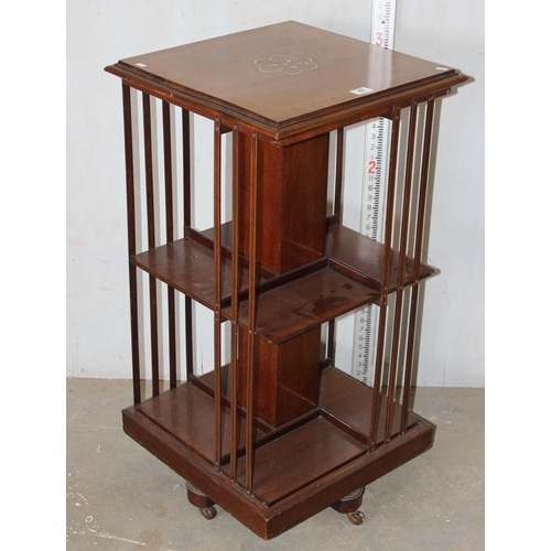 48 - Edwardian revolving bookcase with Sheraton type inlay